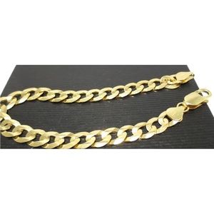 14K YELLOW SOLID GOLD MEN'S CUBAN LINK BRACELET NICE!